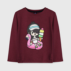 Лонгслив хлопковый детский Toca Boca девочка геймер, цвет: меланж-бордовый