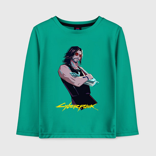 Детский лонгслив Джонни Cyberpunk2077 Johnny / Зеленый – фото 1