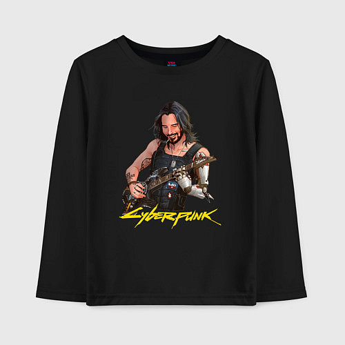 Детский лонгслив Джонни Cyberpunk2077 Johnny с гитарой / Черный – фото 1