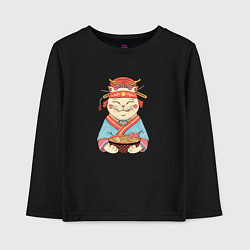 Лонгслив хлопковый детский Geisha Neko Ramen, цвет: черный