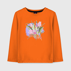 Лонгслив хлопковый детский Нежные весенние тюльпаны, цвет: оранжевый
