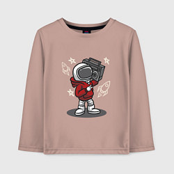 Лонгслив хлопковый детский Космонавт с магнитофоном, цвет: пыльно-розовый