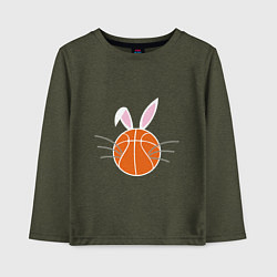 Лонгслив хлопковый детский Basketball Bunny, цвет: меланж-хаки