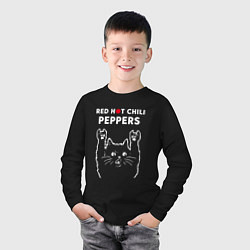 Лонгслив хлопковый детский Red Hot Chili Peppers Рок кот, цвет: черный — фото 2