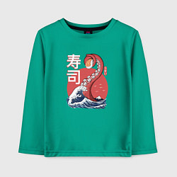 Лонгслив хлопковый детский Kraken Kawaii Sushi, цвет: зеленый