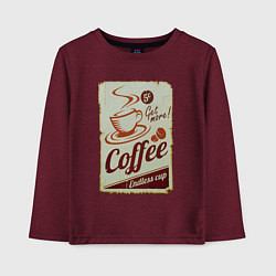 Лонгслив хлопковый детский Coffee Cup Retro, цвет: меланж-бордовый