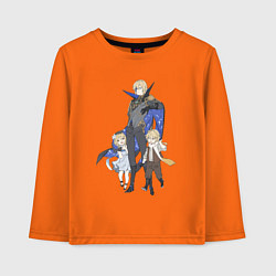 Лонгслив хлопковый детский Дайнслейф и маленькие путешественники, цвет: оранжевый