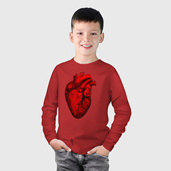 Лонгслив хлопковый детский Сердце анатомическое, цвет: красный — фото 2