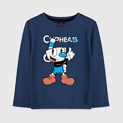 Лонгслив хлопковый детский Синяя чашка Cuphead, цвет: тёмно-синий