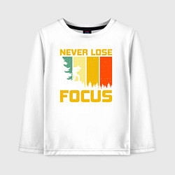 Лонгслив хлопковый детский Никогда не теряйте фокус, цвет: белый