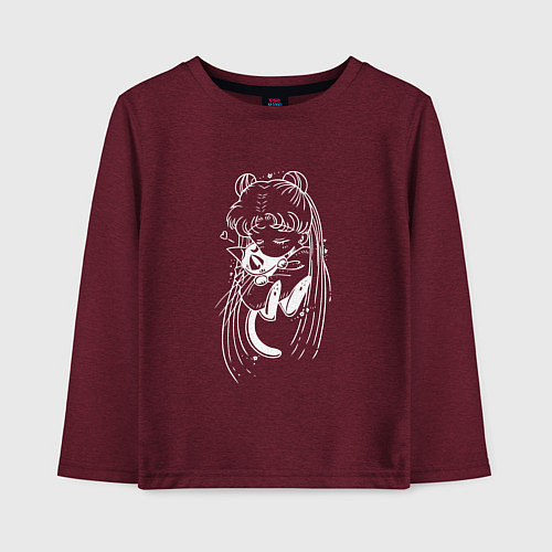 Детский лонгслив Сейлор обнимает Луну / Меланж-бордовый – фото 1