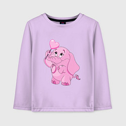 Лонгслив хлопковый детский Розовый слонёнок, цвет: лаванда