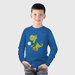 Лонгслив хлопковый детский Volleyball Dinosaur, цвет: синий — фото 2
