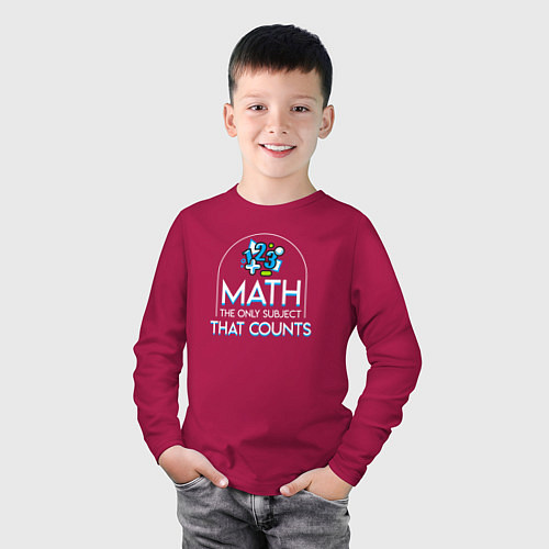Детский лонгслив Математика единственный предмет, который имеет зна / Маджента – фото 3
