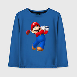 Лонгслив хлопковый детский Марио - крутейший гольфист Super Mario, цвет: синий