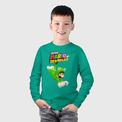 Лонгслив хлопковый детский Luigi cat Super Mario 3D World Nintendo, цвет: зеленый — фото 2