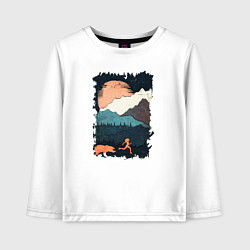 Лонгслив хлопковый детский Бег с Медведем, цвет: белый