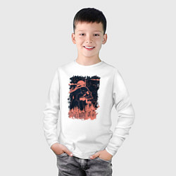 Лонгслив хлопковый детский Скала Череп и Бег, цвет: белый — фото 2