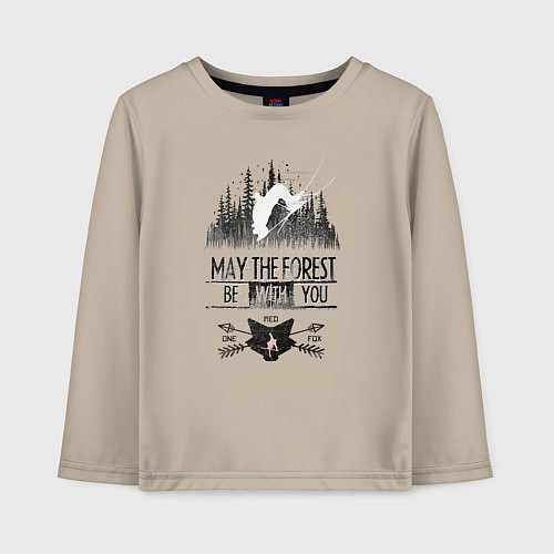 Детский лонгслив Лыжи и Лес / Миндальный – фото 1