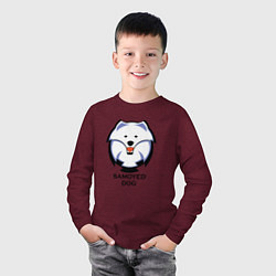 Лонгслив хлопковый детский Самоед Team, цвет: меланж-бордовый — фото 2