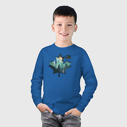 Лонгслив хлопковый детский Лыжи и Кленовый Лист, цвет: синий — фото 2
