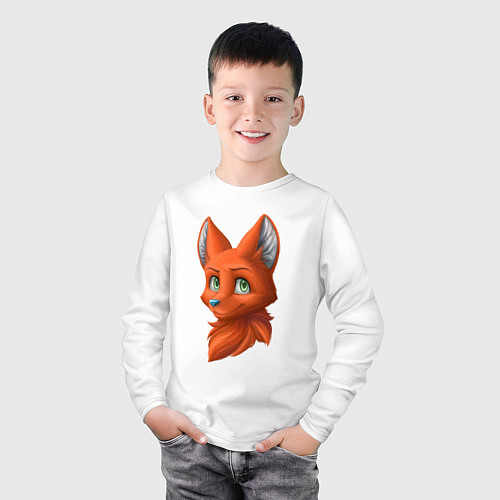 Детский лонгслив Милая лисичка Cute fox / Белый – фото 3