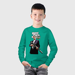 Лонгслив хлопковый детский GTA 5 Mafia, цвет: зеленый — фото 2