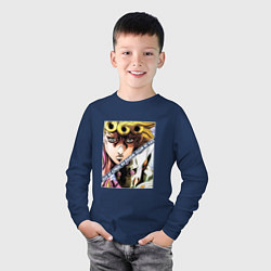 Лонгслив хлопковый детский Джорно Джованна из ДжоДжо, цвет: тёмно-синий — фото 2