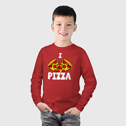 Лонгслив хлопковый детский Я люблю пиццу 2 слайса, цвет: красный — фото 2