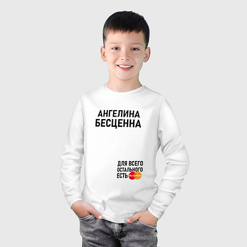 Детский лонгслив АНГЕЛИНА БЕСЦЕННА / Белый – фото 3