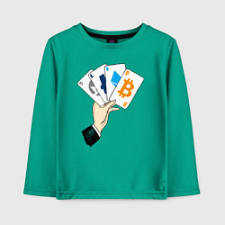 Лонгслив хлопковый детский Криптовалютные карты, цвет: зеленый