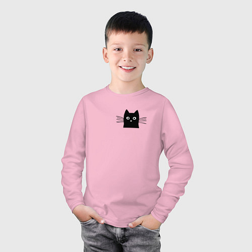 Детский лонгслив Кот в кармане у меня / Светло-розовый – фото 3