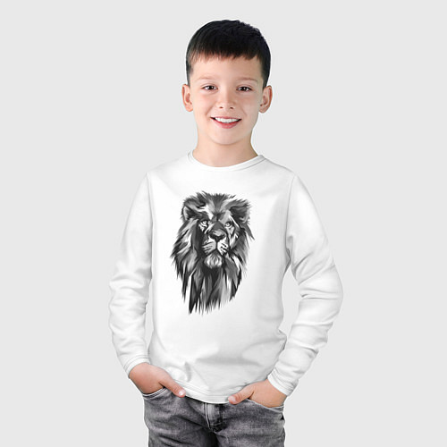 Детский лонгслив Черно-белая голова льва / Белый – фото 3
