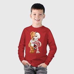 Лонгслив хлопковый детский МИШКА СКЕЛЕТ BEAR SKELETON, цвет: красный — фото 2
