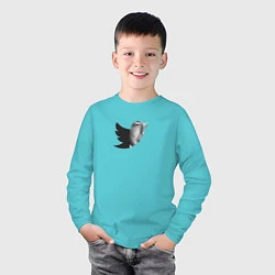 Лонгслив хлопковый детский Илон Маск купил Твиттер, цвет: бирюзовый — фото 2