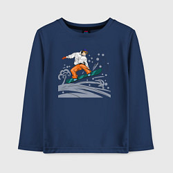 Лонгслив хлопковый детский Сноубордист snowboard, цвет: тёмно-синий