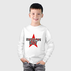 Лонгслив хлопковый детский Bot - Russia, цвет: белый — фото 2