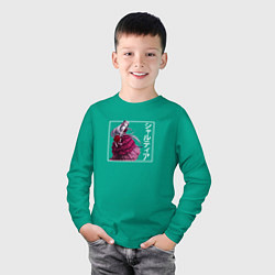 Лонгслив хлопковый детский Шаллтир в платье, цвет: зеленый — фото 2
