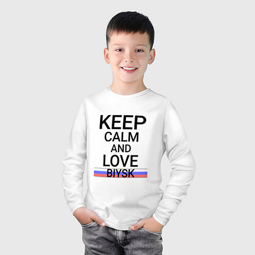 Детский лонгслив Keep calm Biysk Бийск ID731 / Белый – фото 3