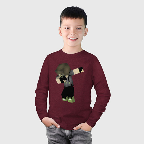 Детский лонгслив Minecraft Dab Hero / Меланж-бордовый – фото 3