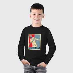 Лонгслив хлопковый детский Madrid - Benzema, цвет: черный — фото 2