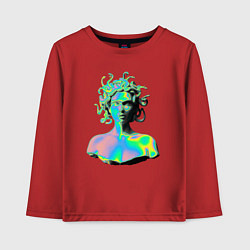 Лонгслив хлопковый детский Gorgon Medusa Vaporwave Neon, цвет: красный