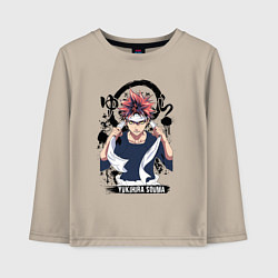 Лонгслив хлопковый детский Серьёзный Сома, цвет: миндальный