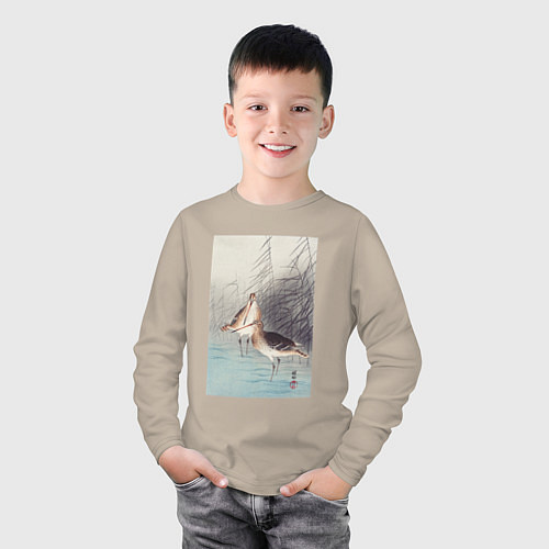 Детский лонгслив Two Bar-tailed Godwits / Миндальный – фото 3