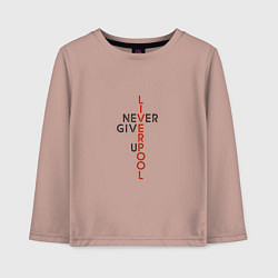 Лонгслив хлопковый детский Liverpool - Never Give Up, цвет: пыльно-розовый