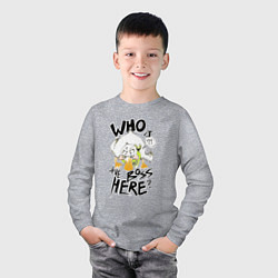 Лонгслив хлопковый детский Утка босс, цвет: меланж — фото 2