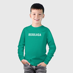 Лонгслив хлопковый детский BEDOLAGA БЕДОЛАГА, цвет: зеленый — фото 2