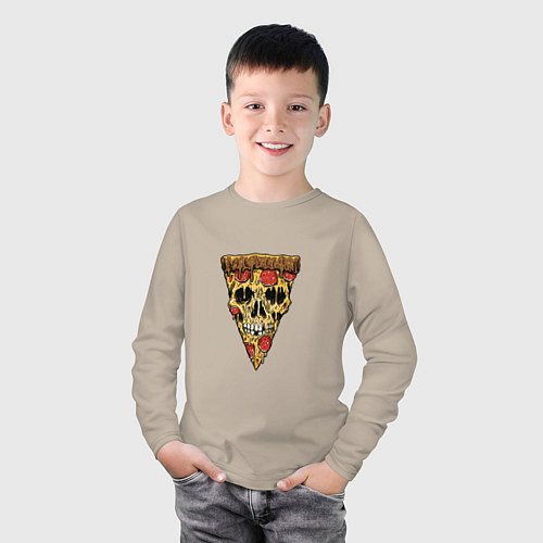 Детский лонгслив Pizza - Skull / Миндальный – фото 3