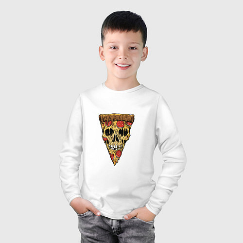 Детский лонгслив Pizza - Skull / Белый – фото 3