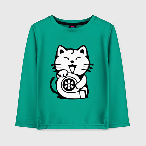Детский лонгслив JDM Cat & Engine Japan / Зеленый – фото 1